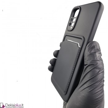 Švelnus silikoninis dėklas su kišenėle - juodas Xiaomi Redmi Note 11/Note 11S/Note 12S/Poco M4 Pro